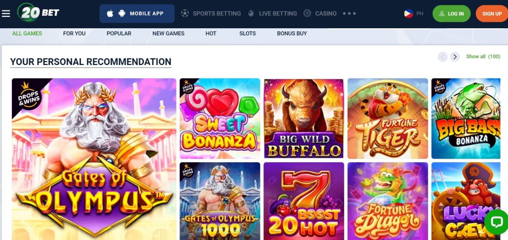20Bet main page