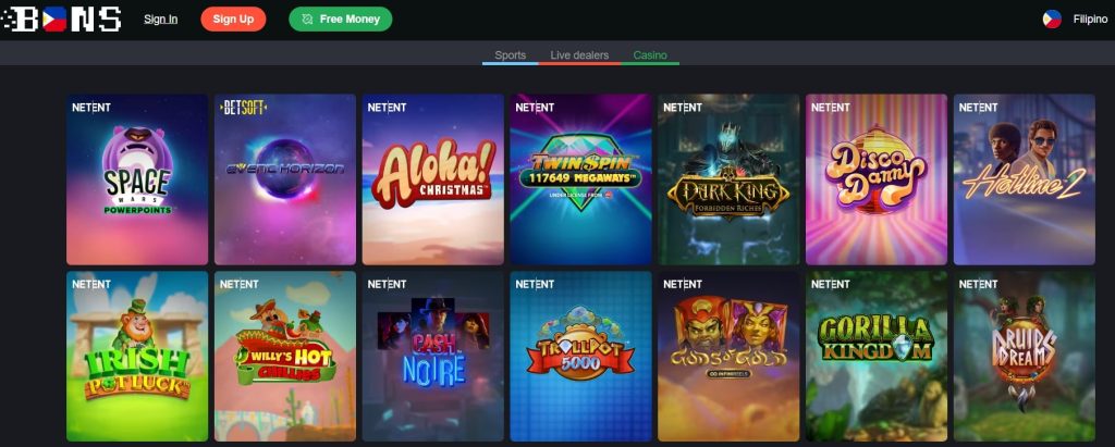 NetEnt games in Bons Casino