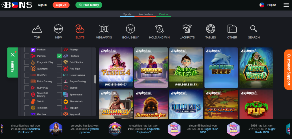 Playtech Casino Slots on Bons